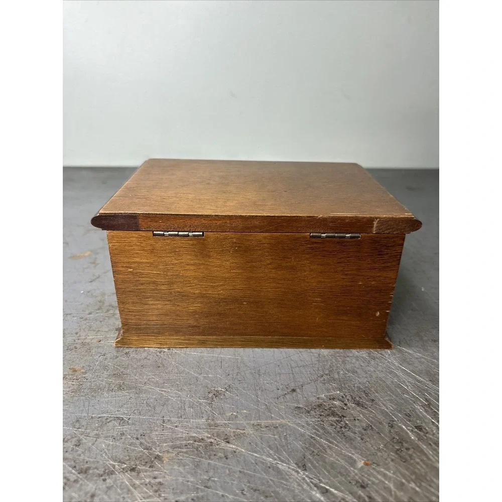 Vintage Wooden Himark 1 Drawer Small Jewelry Box Lined Compartments Mirror